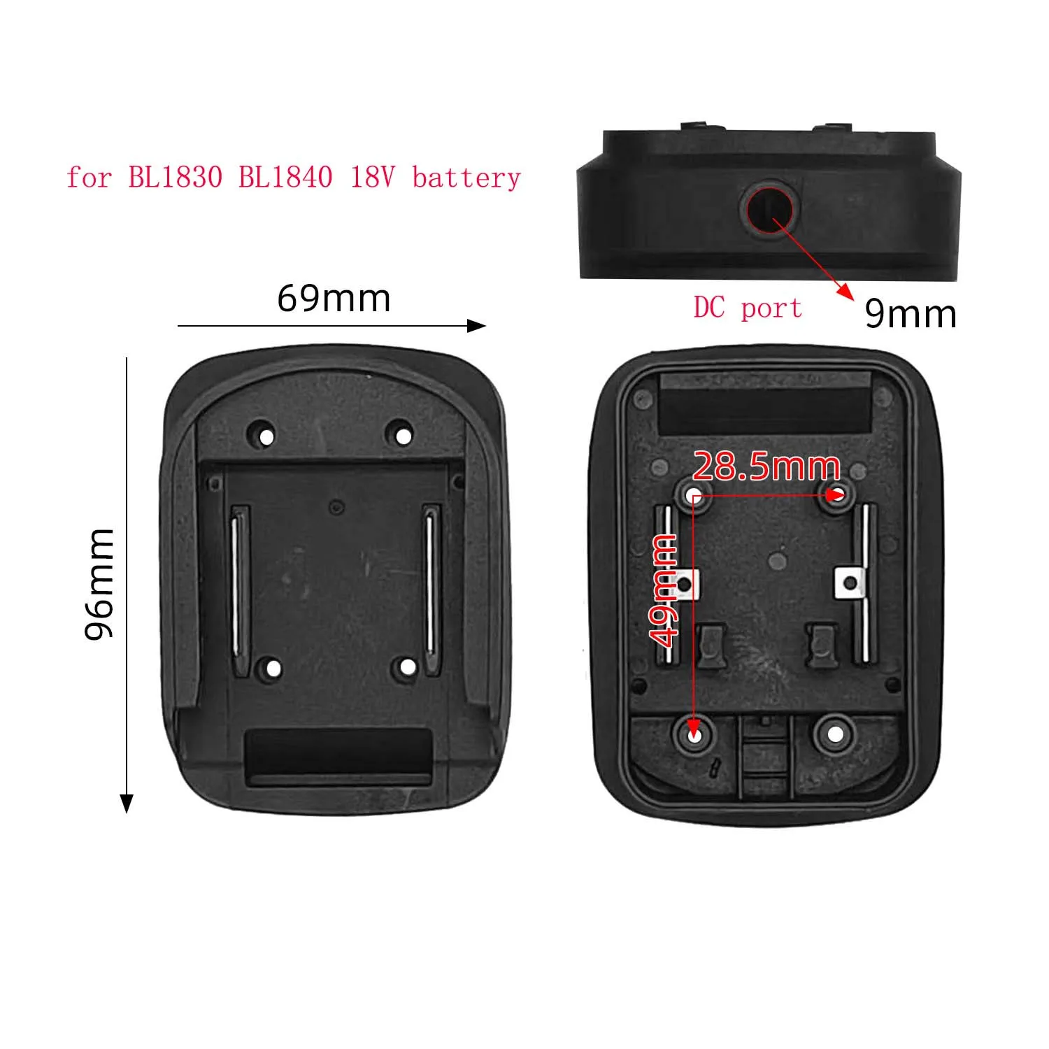 Adapter terminal block for battery replacement connections used with For BL1830 and BL1430 lithium battery pack designs