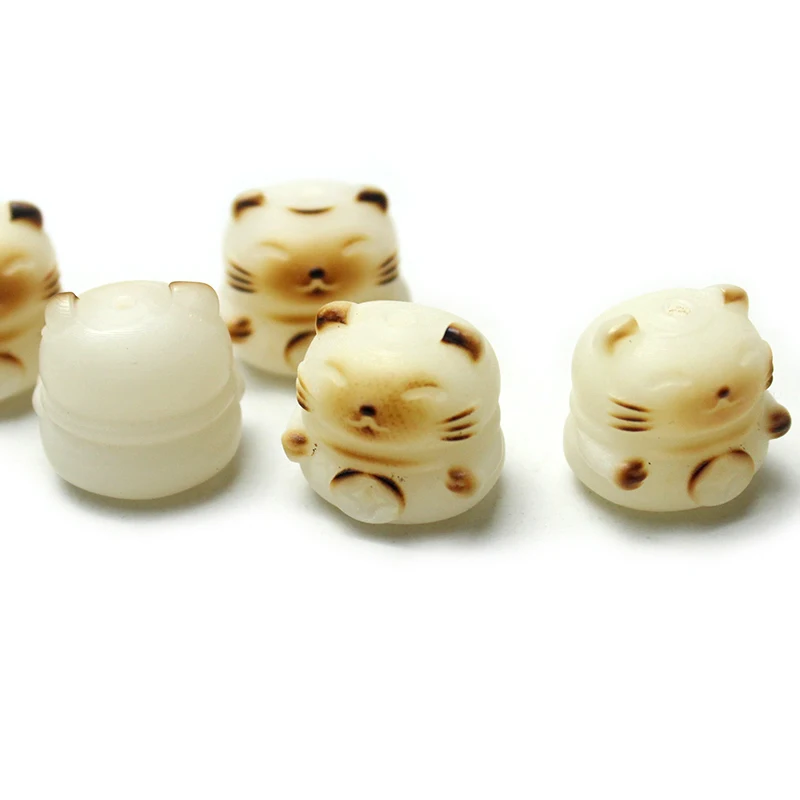 18mm Bodhi White Carved Caicai Cat Loose Beads DIY Jewelry Accessories Making Bracelet Necklace Pendant view 5