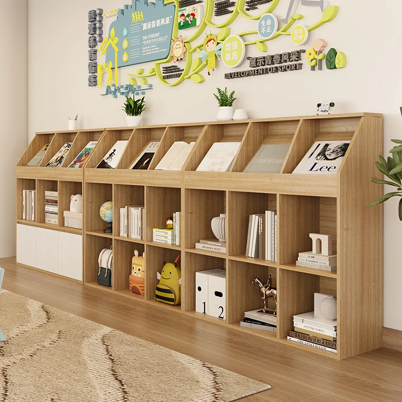 

Kindergarten solid wood toy cabinet Children's storage shelf Log schoolbag Shoe cabinet Bookshelf area Corner cabinet co