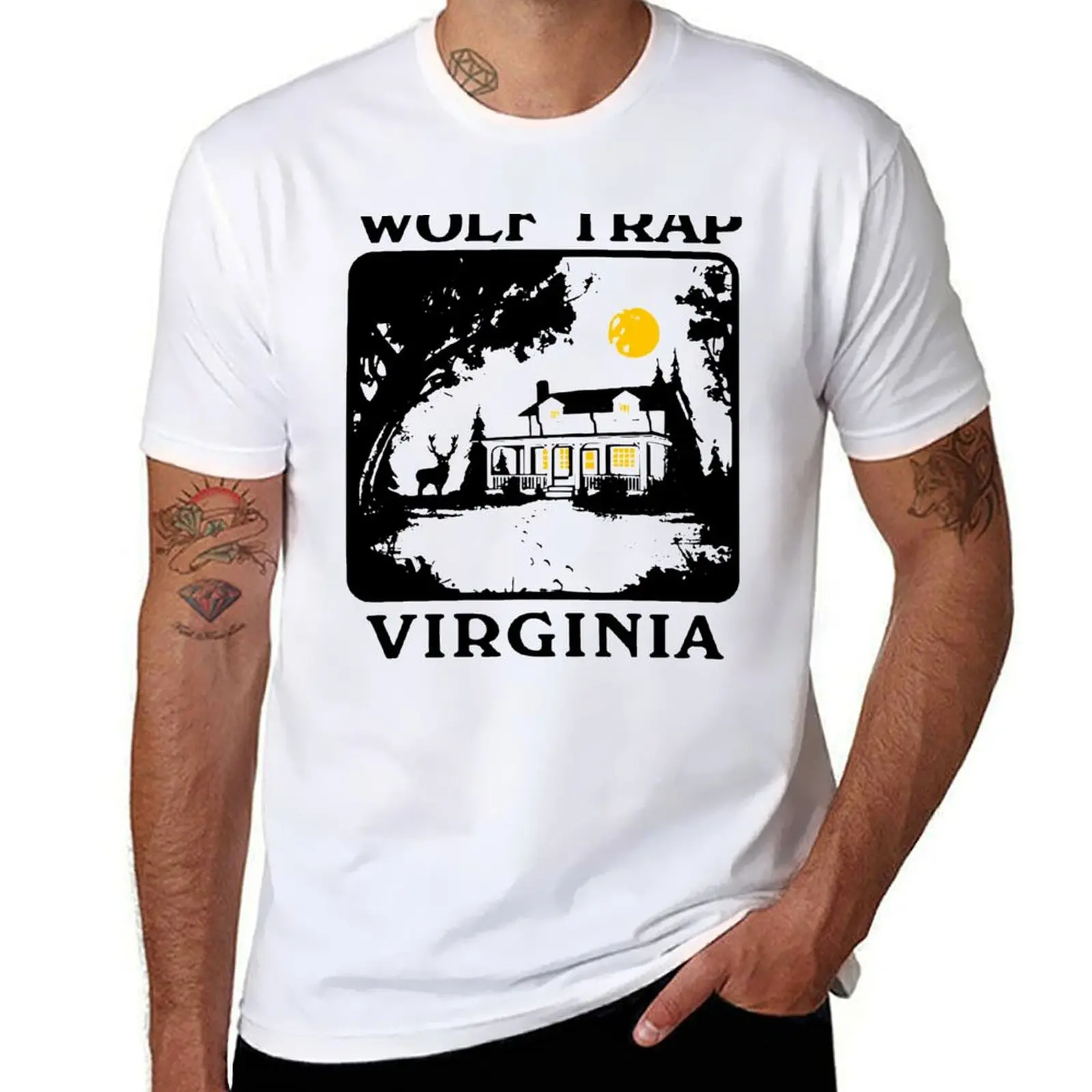 

Футболка Wolf-Trap-Virginia, хлопковые футболки, высококачественные футболки для мужчин, хлопковая футболка
