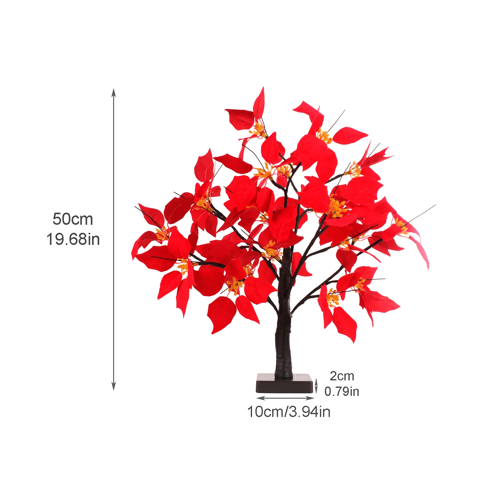 LED Poinsettia Tree Simulation Flowers Holiday Gifts Table Lights Creative Adornment Christmas 50cm For Home Decoration