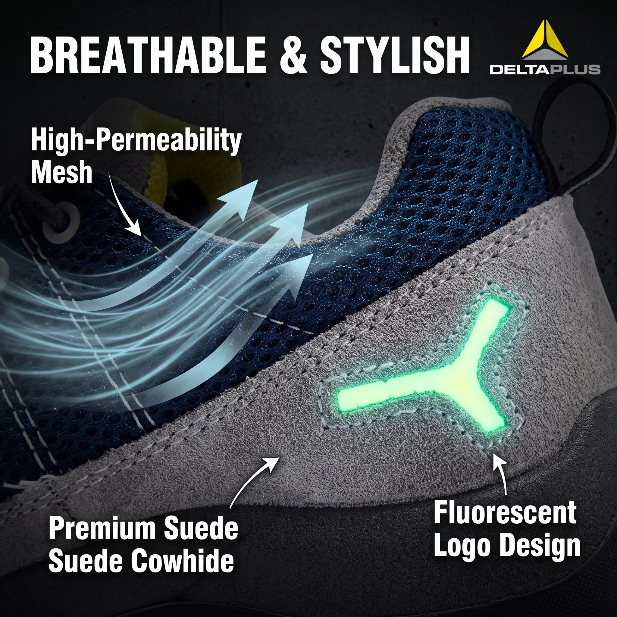 Delta Plus RIMINI0 S1P Safety Shoes for Men Breathable Steel Toe Work Boots Puncture Proof Anti-Slip Lightweight Sneakers