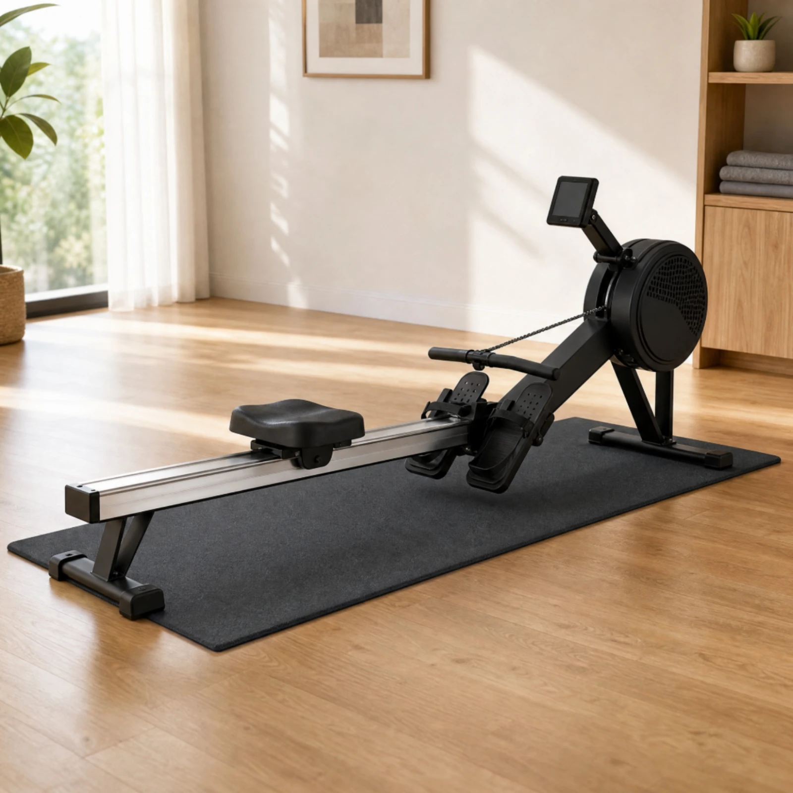2 Pieces PVC Exercise Equipment Mat High-Density Anti-Slip Equipment Mat with Textured Surface Non-Absorbent Heavy Duty