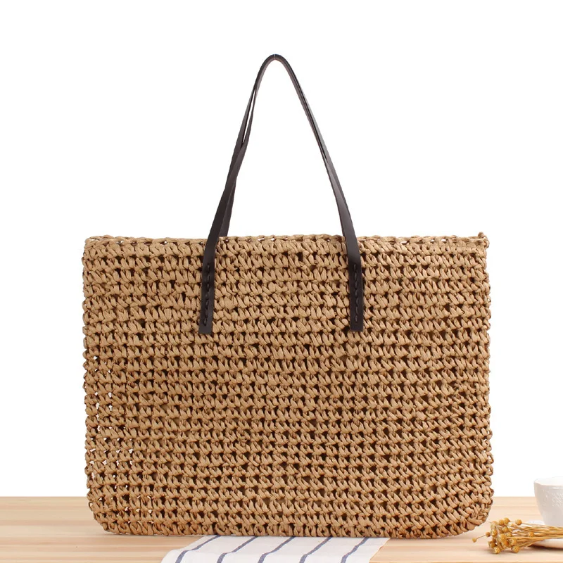 Casual Grass Woven Large Capacity Woven Women's Bag Tote Shoulder Crossbody Handbag Fashionable and Popular Beach Handbags 2024