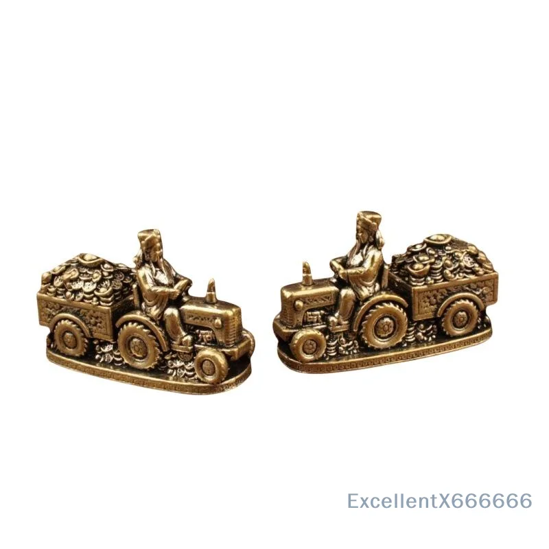 Pure Brass Tractor-Shaped Of Wealth Figurine Zhao Gongming Of Wealth Decoration, Desktop Craft, Copper Ornament