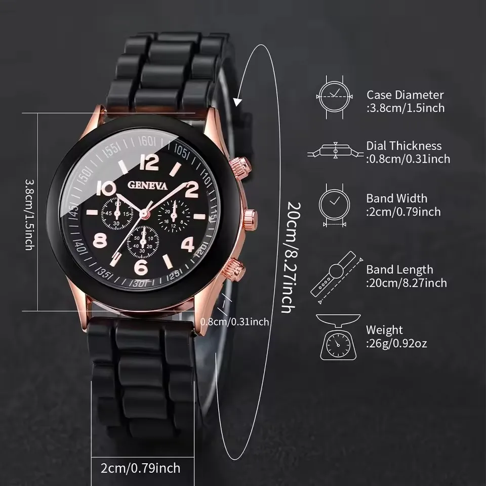 4PCS Couple Watches Fashion Arabic Women Quartz Watch Casual Silicone Band Wristwatches Magnet Heart-Shaped Bracelets Set