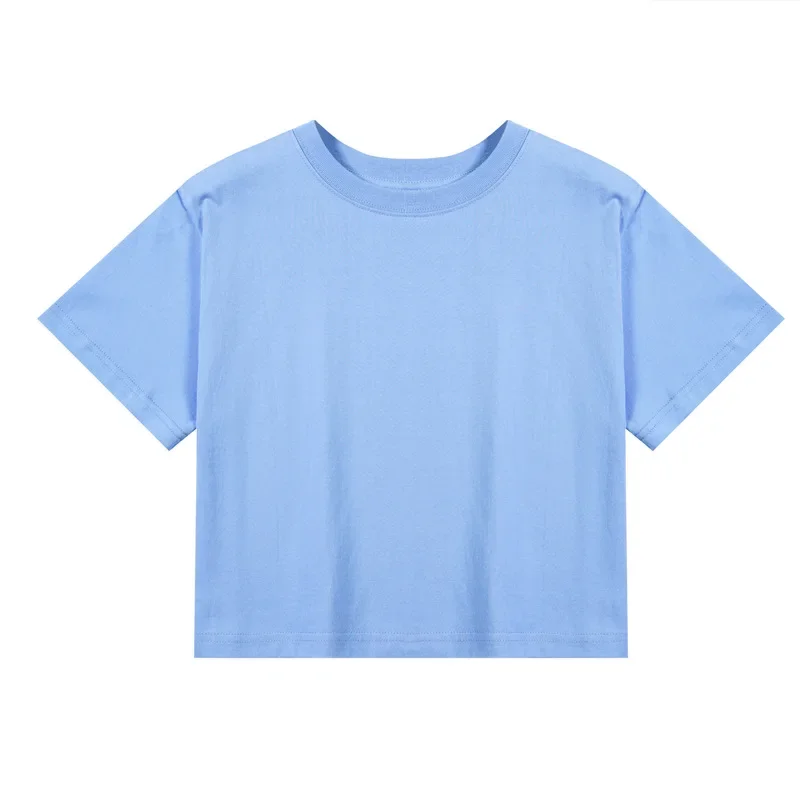 T-shirt manches courtes femme, demi coton, confortable et respirant, couleur unie, été, J032