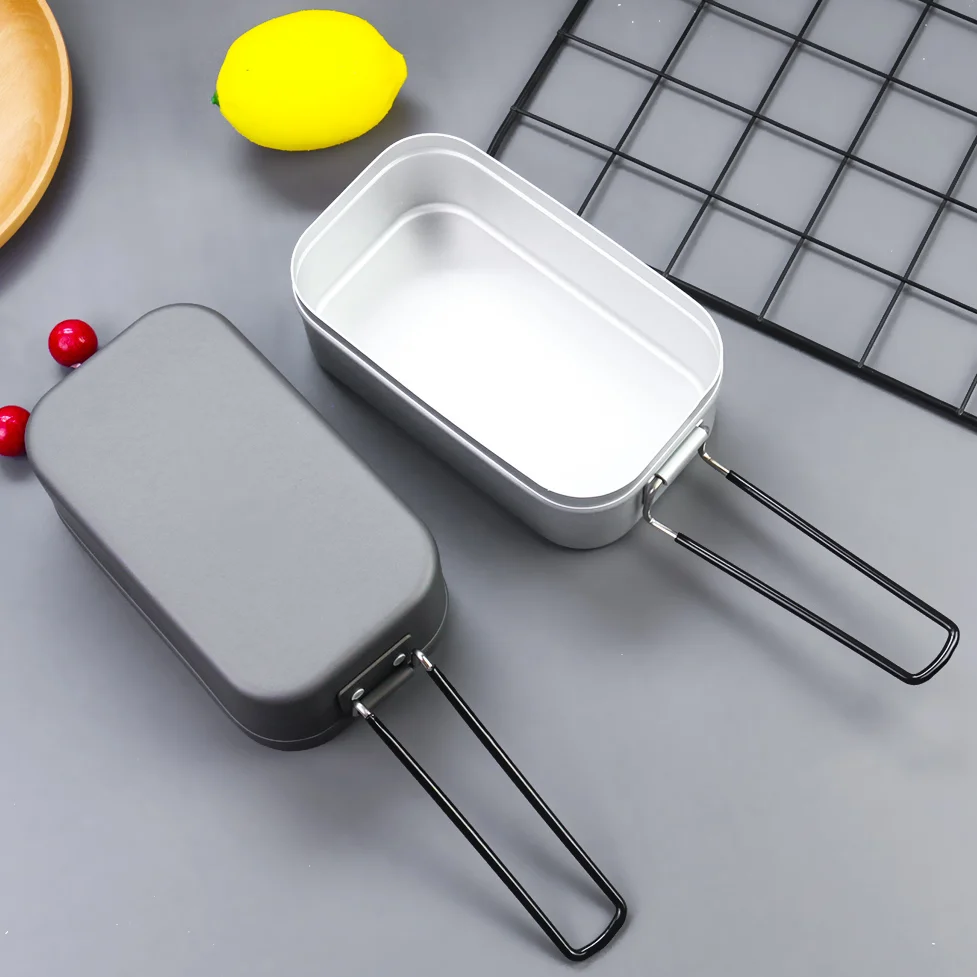 

Portable Outdoor Picnic Lunch Box Camping Picnic Thickened Hard Aluminum Bento Travel Tableware Jewelry Sundries Storage Tools