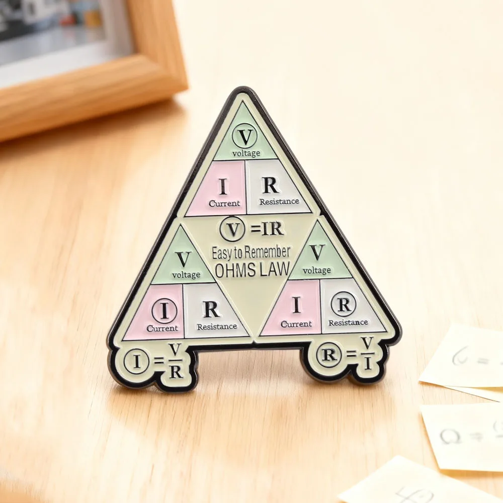 Electrical Ohm's Law Brooch Physical Electrical Formulas Triangle Badge Bag Academic Accessories Enamel Pin Commemorative Gift