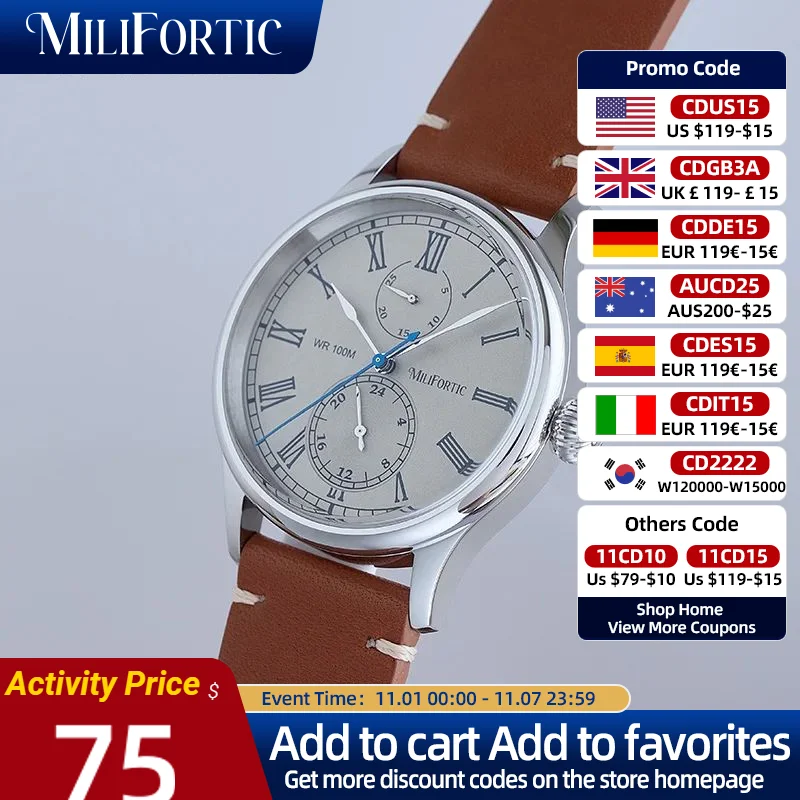 

Milifortic Multi-eye Dress Quartz Watches Calendar Polished Hand 100ATM Sapphire Crystal Stainless Steel Retro Wristwatches