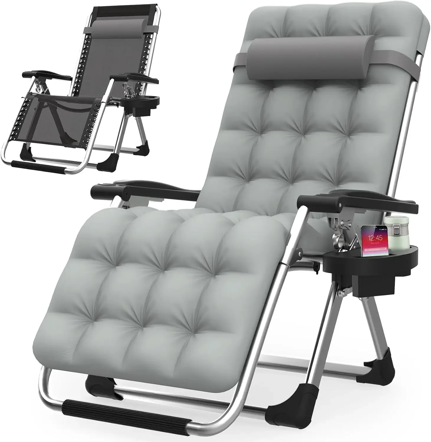 

Zero Gravity Beach Chair with Removable Cushion Upgraded Lock and Cup Holder Reclining Outdoor Lounge