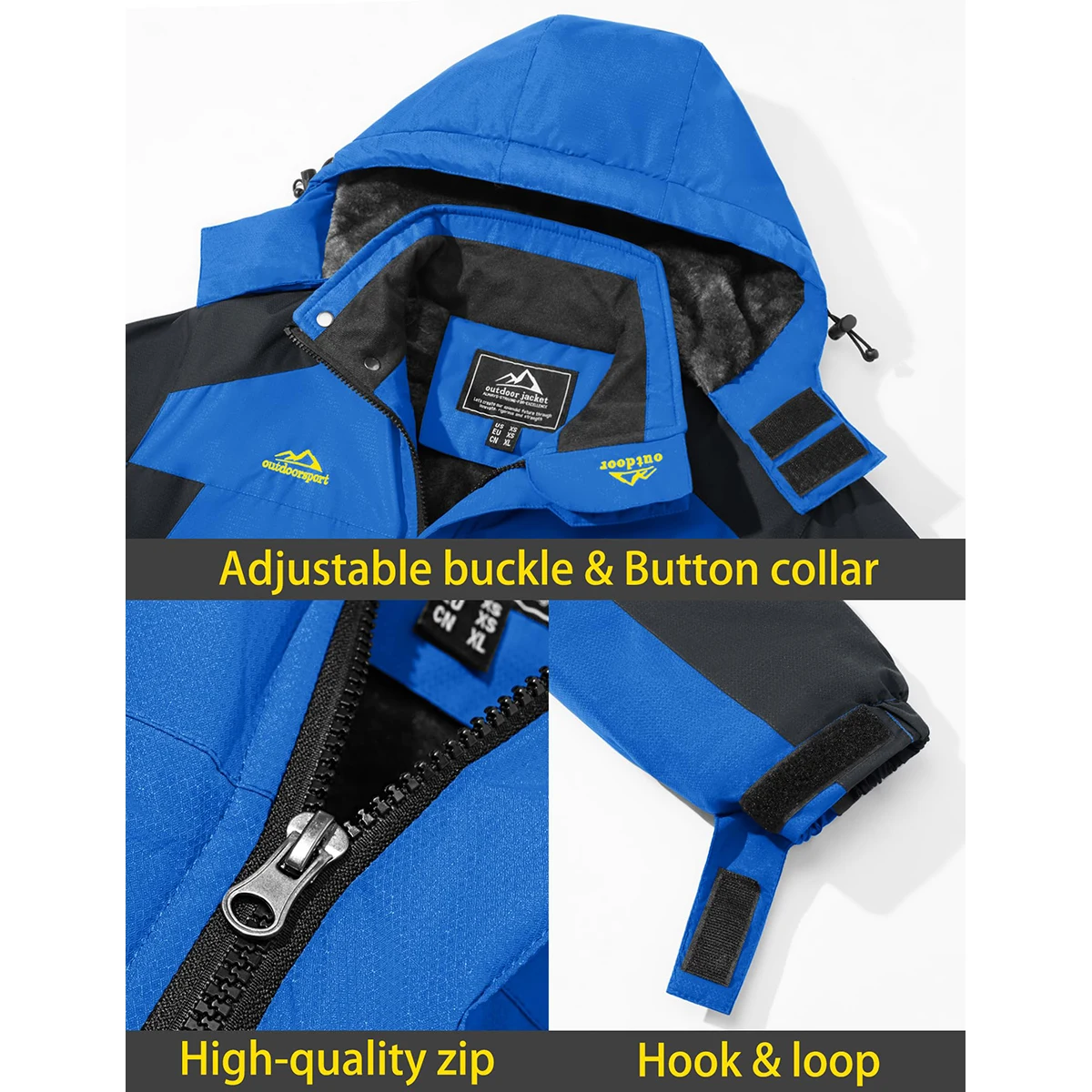 TACVASEN Wasserdichte Herren-Skijacke, Fleece-Futter, Wärmeparka, Winter, Schnee, Arbeiten im Freien, Kapuzenmantel, Regenschale, Windjacke – Detail 22