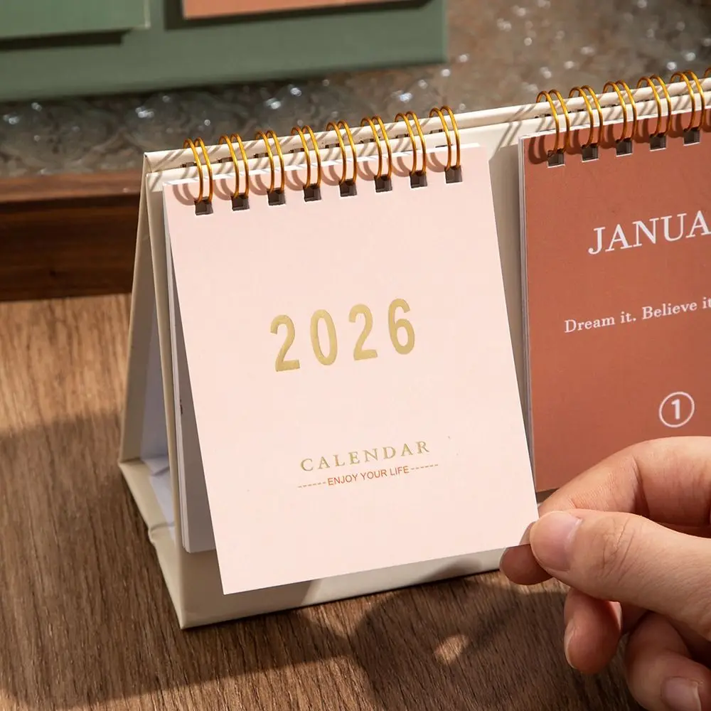 Double Sides 2026 Desktop Calendar Minimalist Design Spiral Binding Memo Calendar Flip Style Standing Format Planner Calendar
