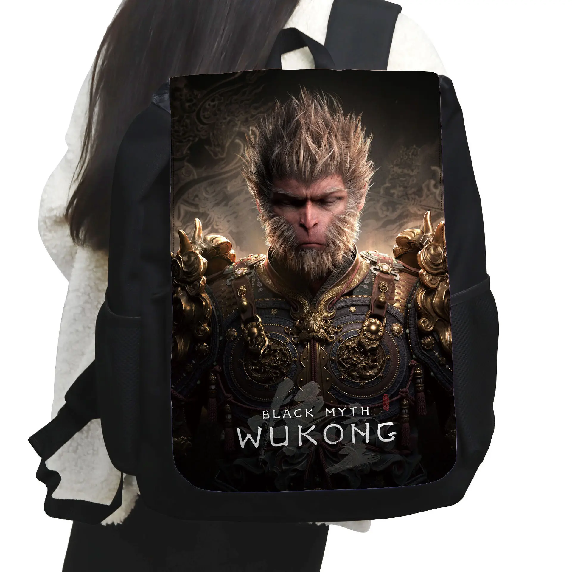 Black Myth Wukong Large Capacity Backpack Journey to the West Cosplay Bag Student Rucksack Halloween Accessory Monkey Cos