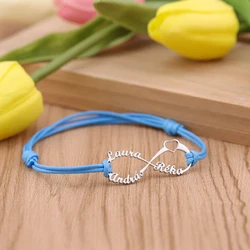 Custom Name Bracelet Personalized Infinity Pendant Stainless Steel Adjustable Family Friendship For Women Mom Girl Jewelry Gift