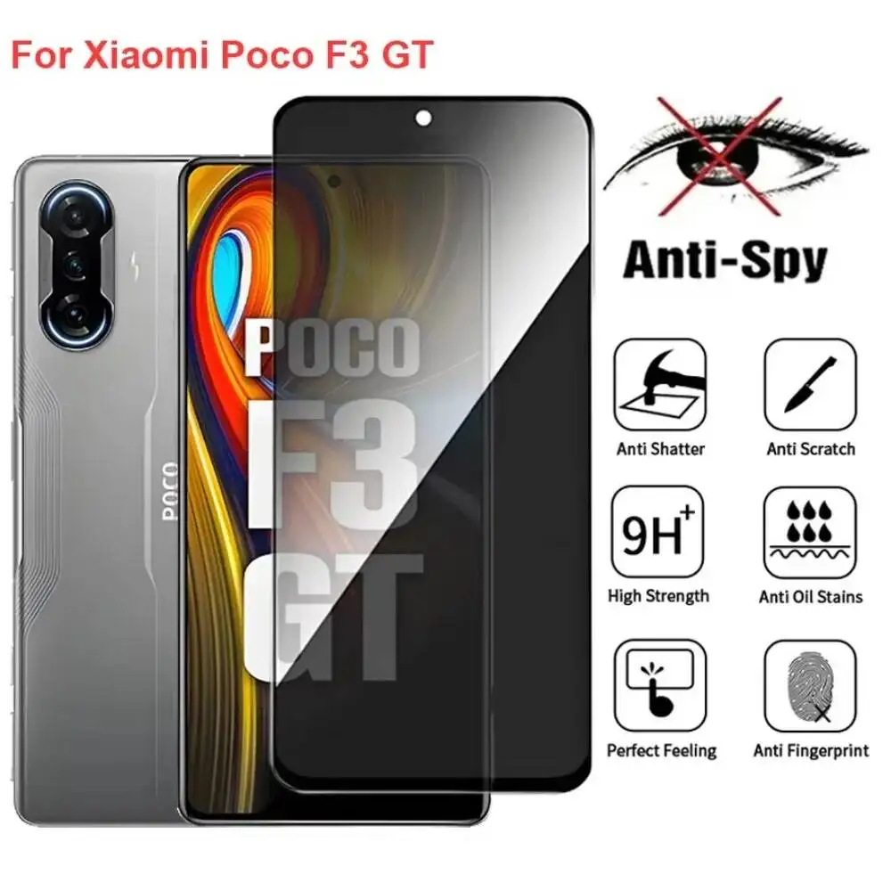 

For Xiaomi Poco F3 Anti Spy Privacy Tempered Glass Protector Compatible For Pocof3 GT Full Cover Screen Phone Film