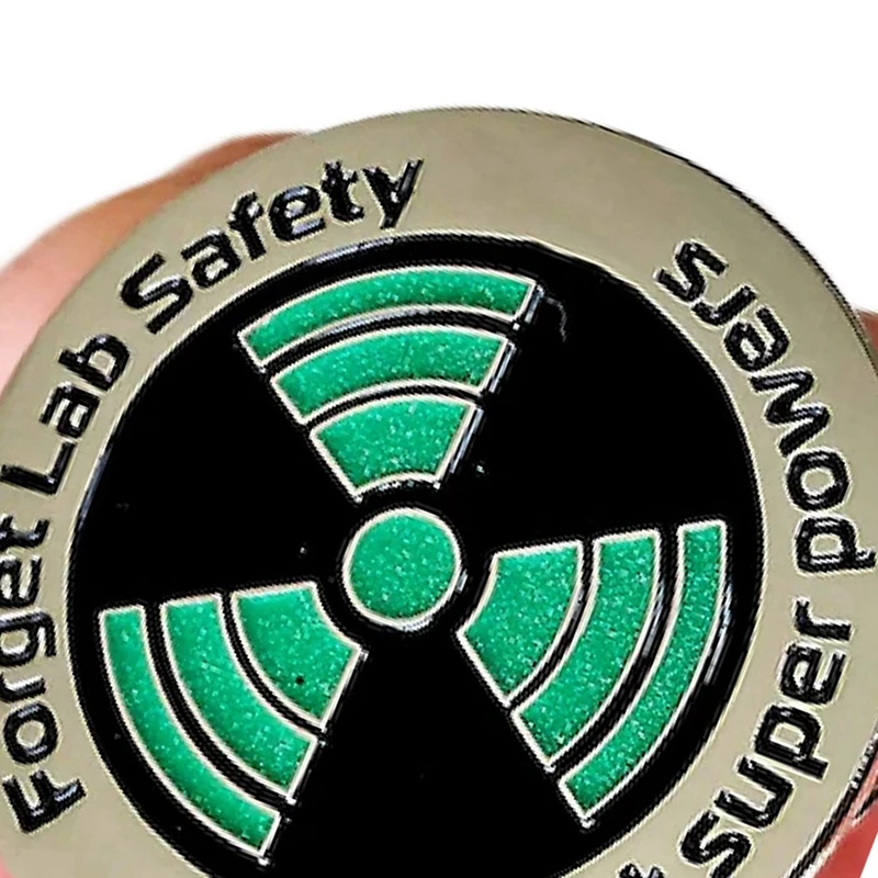 5 alfileres esmaltados científicos que brillan en la oscuridad, olvides la seguridad del laboratorio, quiero superpoderes, alfiler para solapa, alfiler divertido