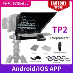 Feelworld TP2 Portable Mini Teleprompter for Phone DSLR Recording Live Broadcast Mobile Video Shooting with Remote Control