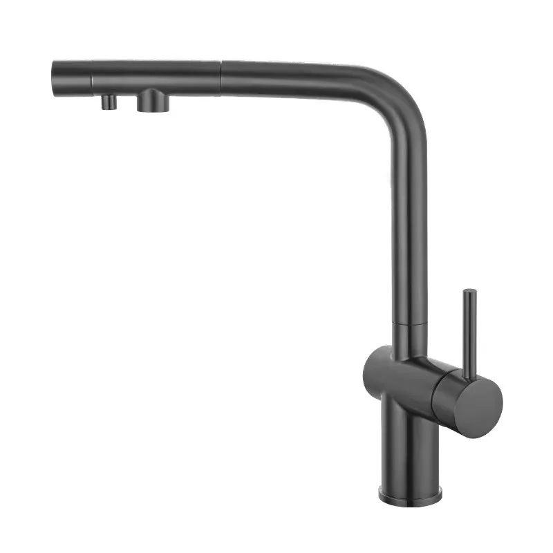 التصميم الحديث 3 في 1 صنبور المطبخ للشرب المباشر مقبض واحد صمام السيراميك سحب خارج تنقية المياه الحنفية لفتحة واحدة #3