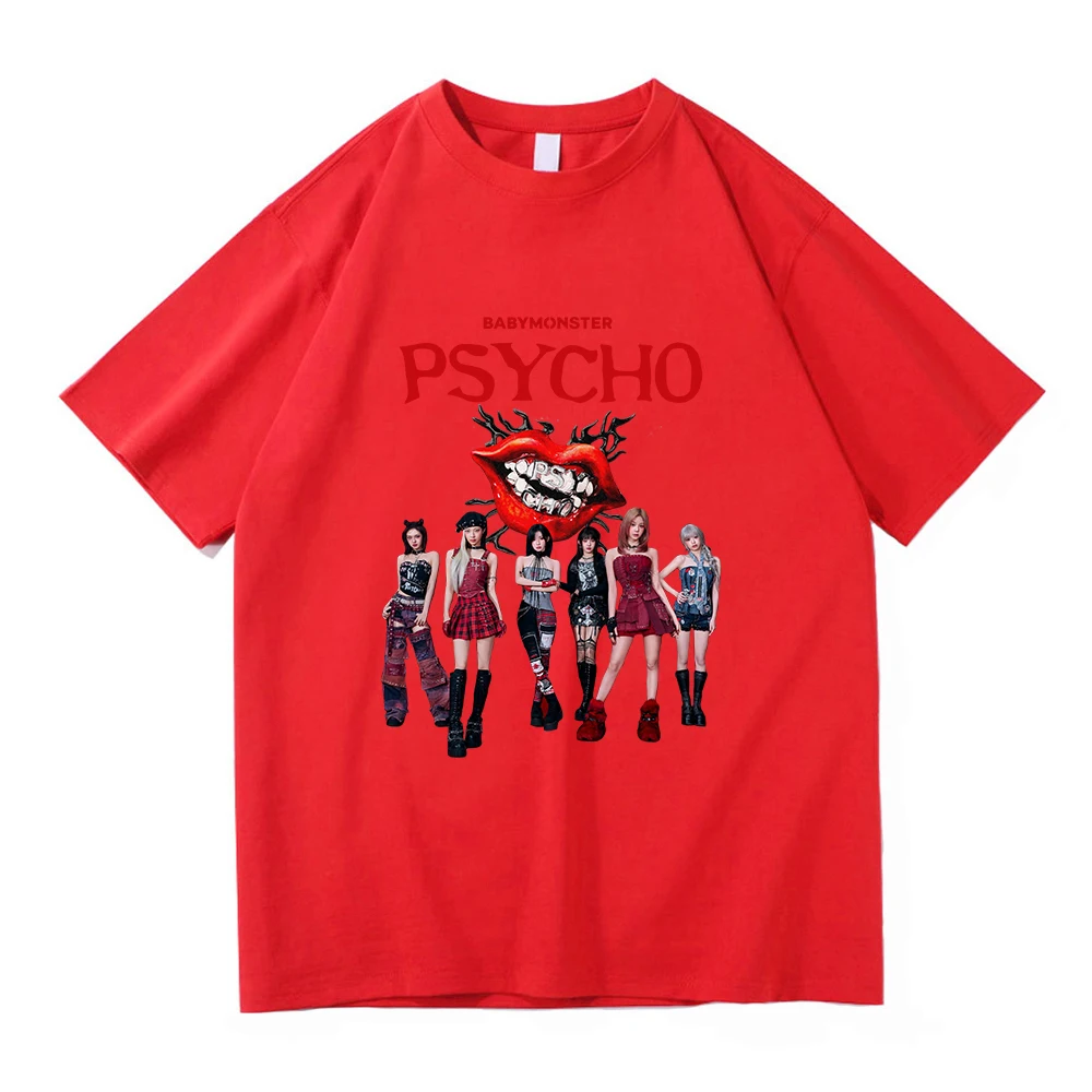 Babymonster نحن نذهبون تي شيرت أغنية جديدة النفسي موضة ريترو الرجال/النساء الملابس خمر Harajuku بلايز عالية الجودة القطن بلايز