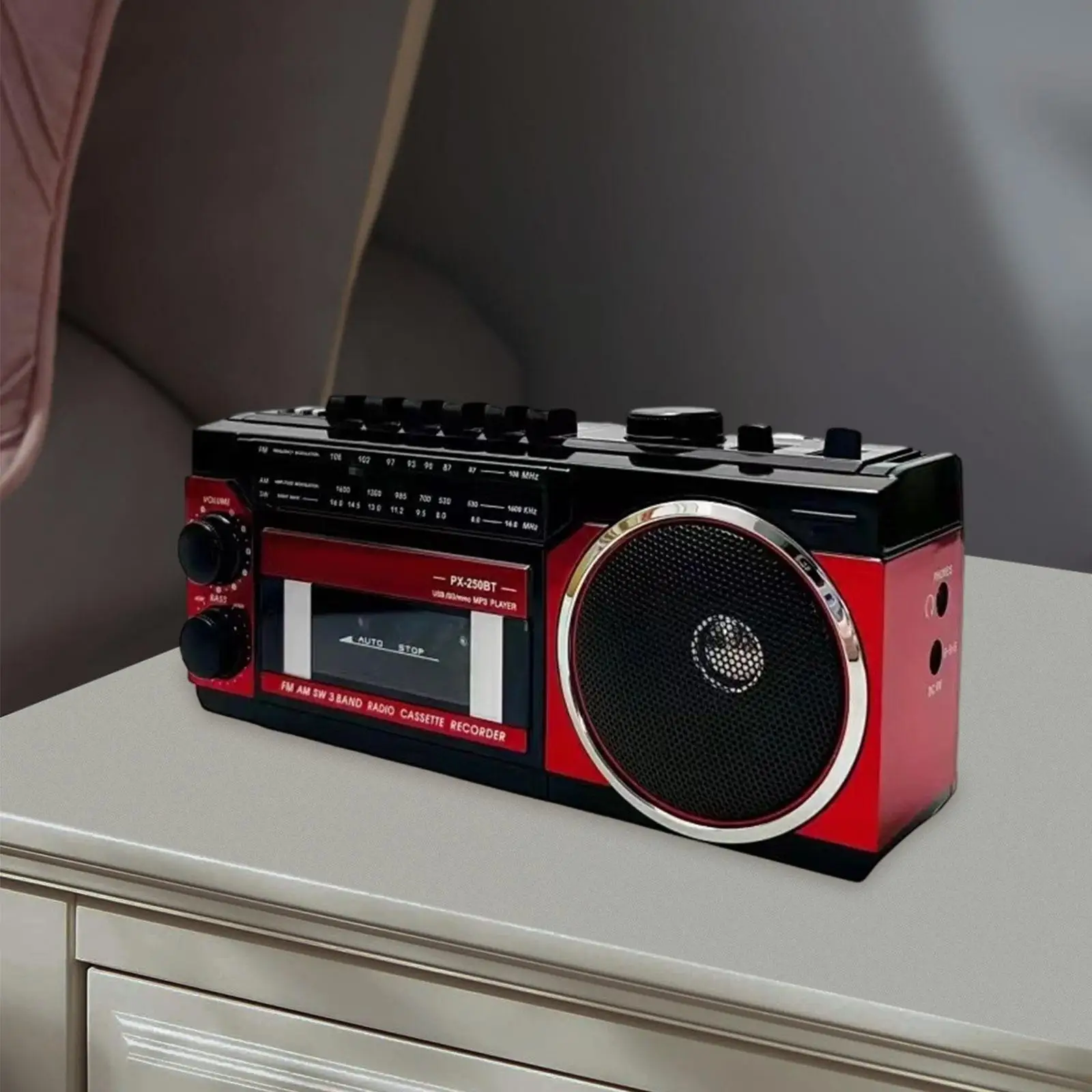 Classic Retro Radio Cassette Player Portable Tape Recorder with Sturdy Handle Good Sound Quality for Outdoor Party Park Home Use
