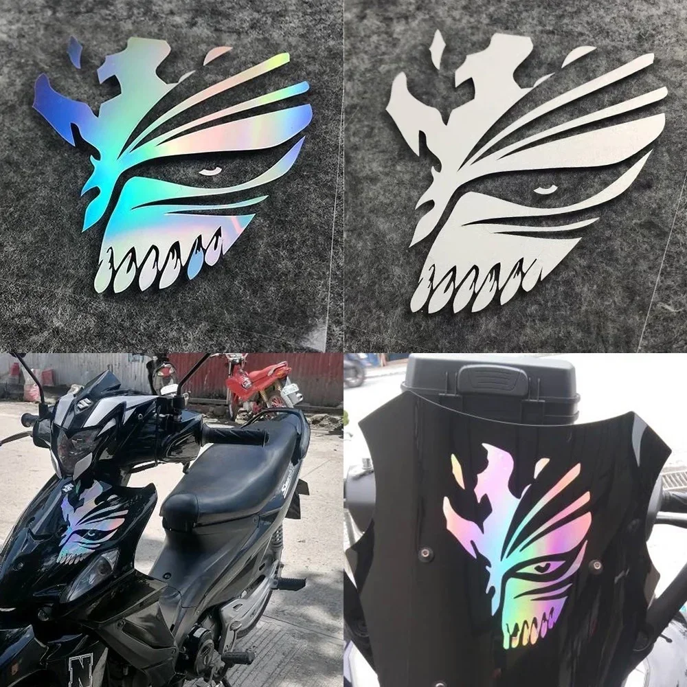 JDM Death Mask Anime Cartoon Reflective Motorcycle Stickers Scooter Front Windshield Decorative Accessories for Honda YAMAHA