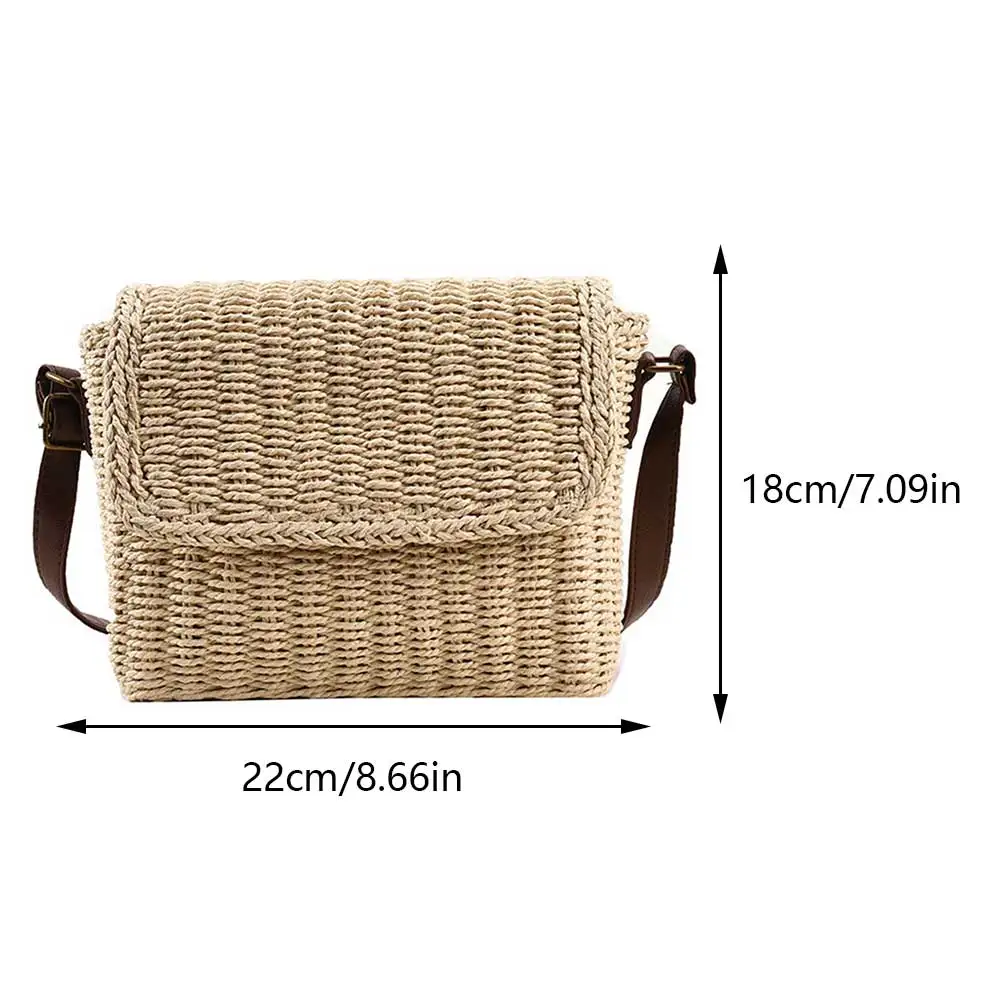 Fashion Women Weave Straw Shoulder Bag Raffia Messenger Bag New Trendy Vintage Crossbody Bag for Holiday Summer Straw Beach Bag