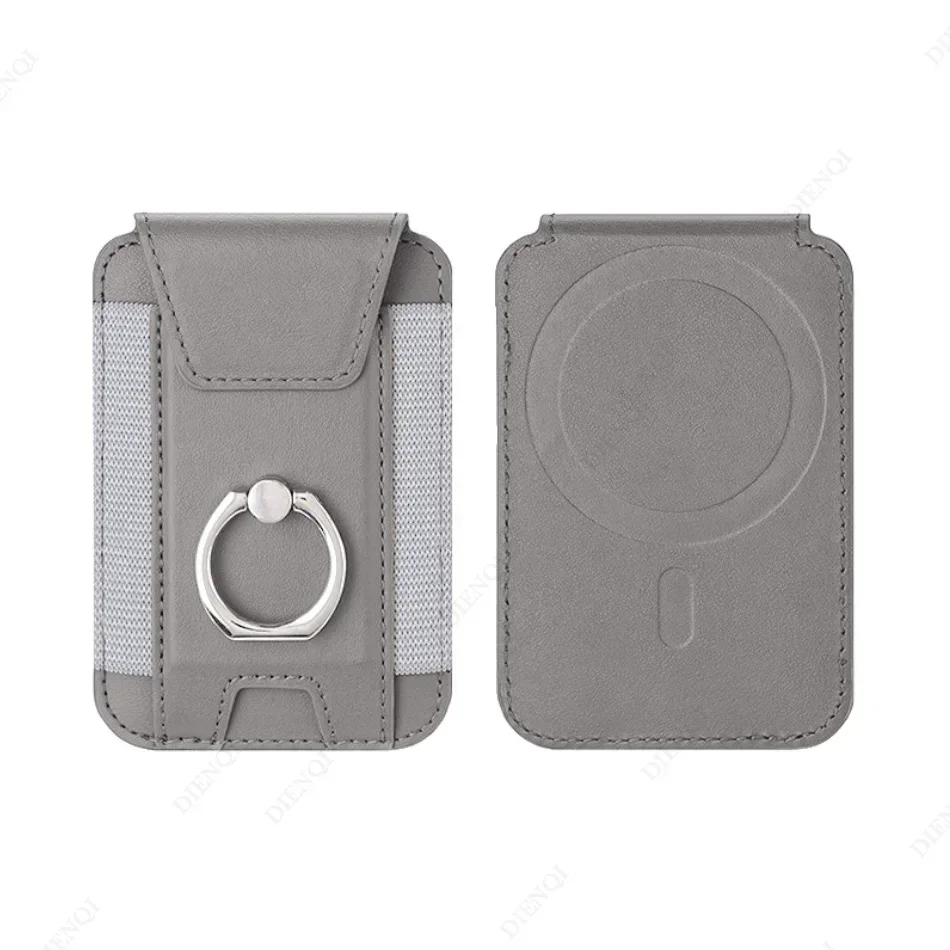 Magsafe Card Holder with Flap Cover Magnetic Phone Ring Stand PU Leather Cardholder Cell Phone Case for Iphone 13 14 15 16 Pro