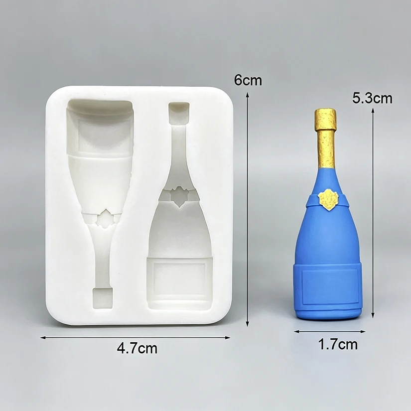 3D Champagne Wine Bottle Design Shapes Silicone Fondant Cake Chocolate Candy Silicone Decorating Mold Tools