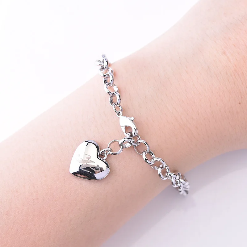 European and American Fashion Jewelry Flower 26 English Letter 925 Sterling Silver Love Girl Bracelet Student Class Group Gift