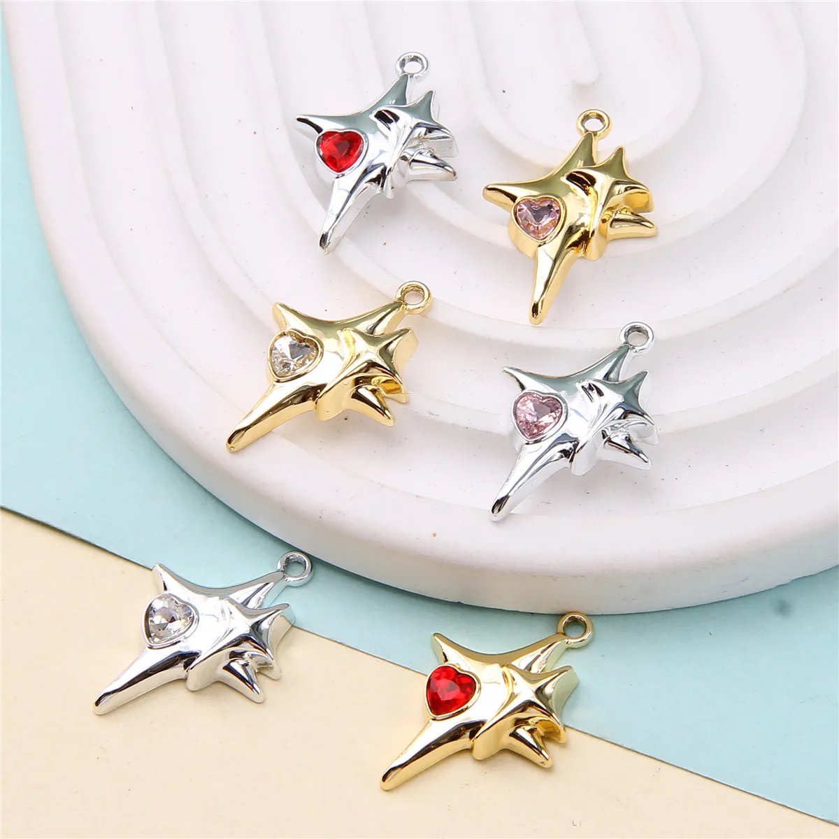 6pcs exquisite star heart-shaped pendant for jewelry DIY making necklace bracelet earring pendant handmade accessories