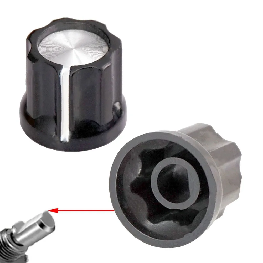 Perilla de potenciómetro de Control de volumen para guitarra eléctrica, piezas de ranura de posición para bajo de guitarra, agujero de eje de 6mm,