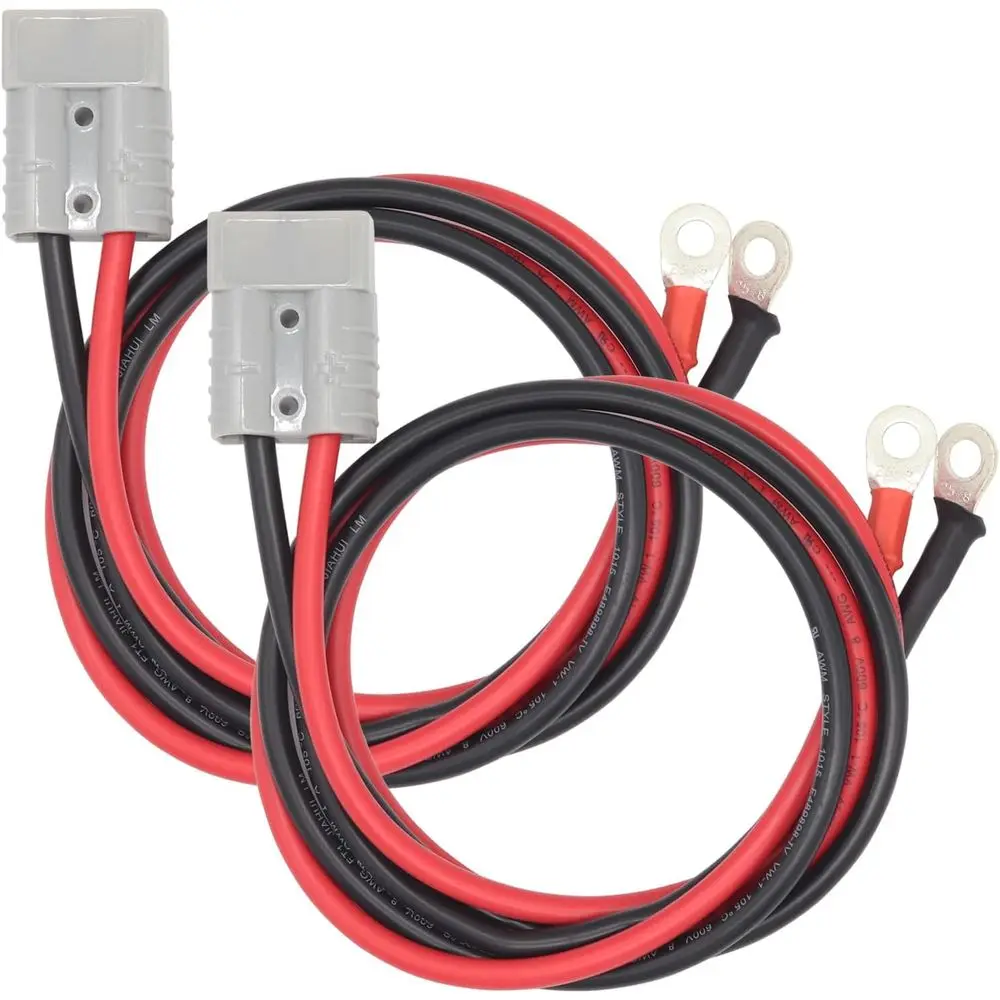 

AMOMD 50-амперовый разъем-коннектор с уплотнительным кольцом, кабель из луженой меди 8 AWG (39,4 дюйма), быстроразъемный соединитель для аккумуляторов или прицепов