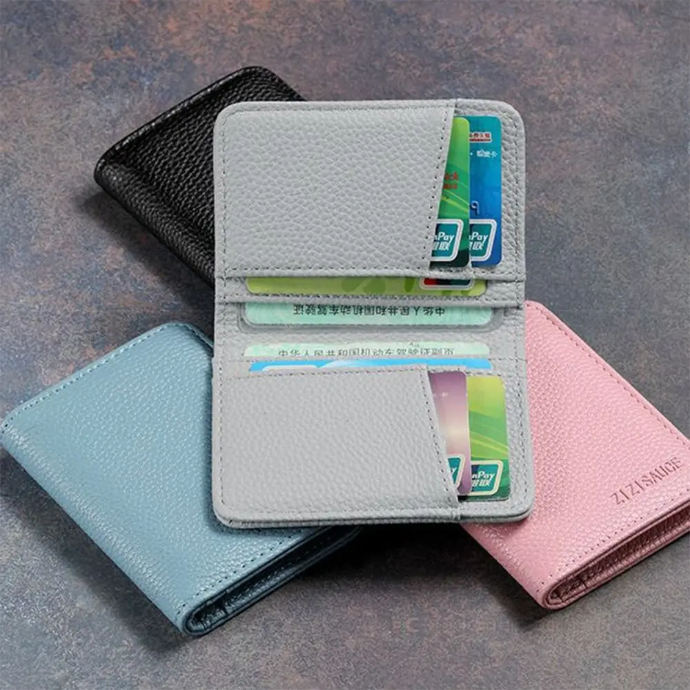 Universal Multi-card Slot Card Case Solid Color PU Leather ID package Leather Purses Men Women