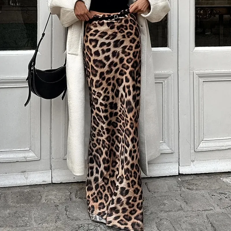 

Skinny Leopard Print Skirts for Summer Women's Skirt 2024 New Fashion Sexy Wrap Hip Maxi Fishtail Skirt Elegant Woman