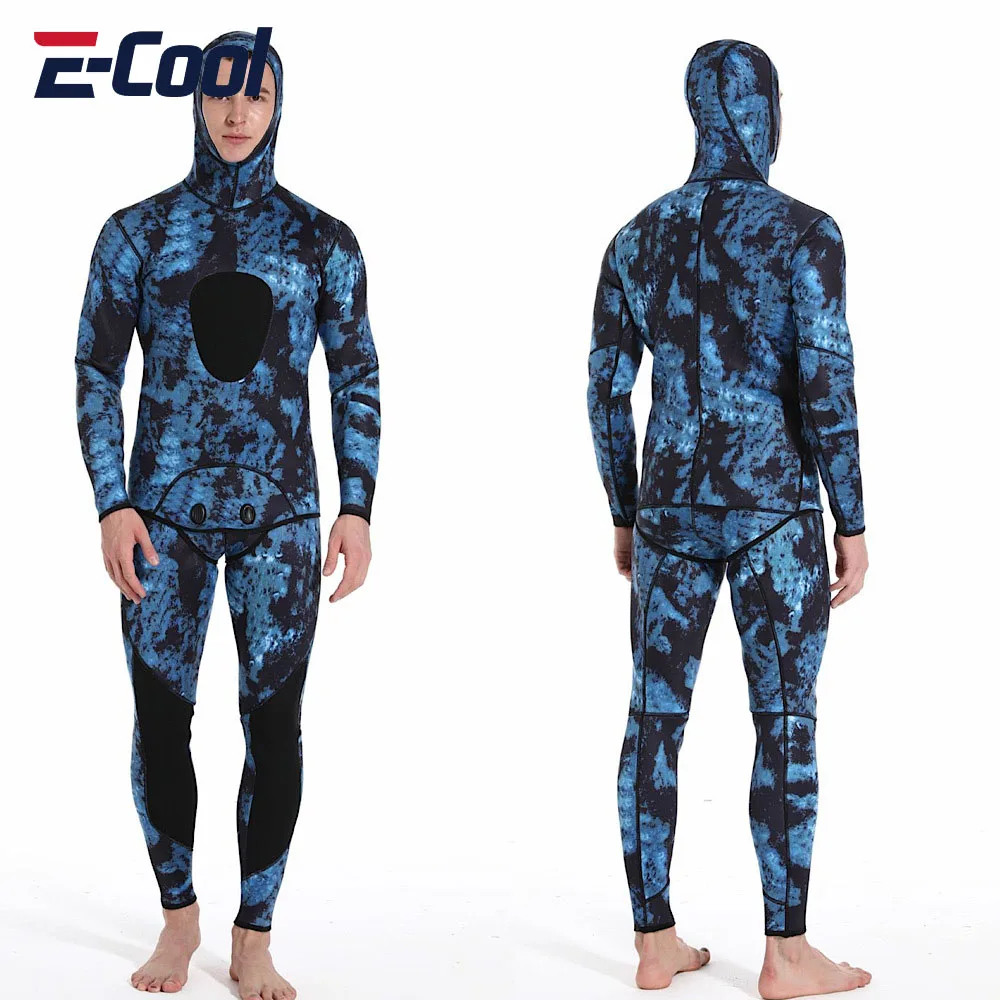 

Neoprene Scuba Diving Suit for Men Long Sleeved Wetsuit Waterproof Wet Suit Keep Warm 3mm Camouflage 2 Pieces Hooded Suit