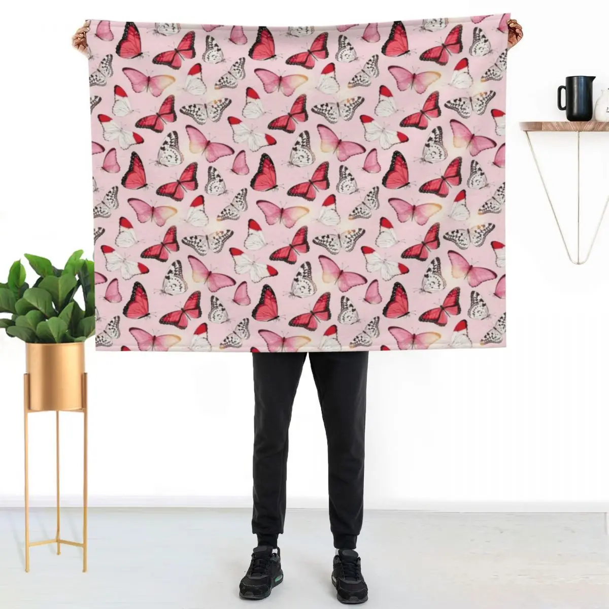 Pretty Pink Butterflies Throw Blanket Decoratives Softest Nap Sofa Quilt Plaid Sofa Throw Blankets