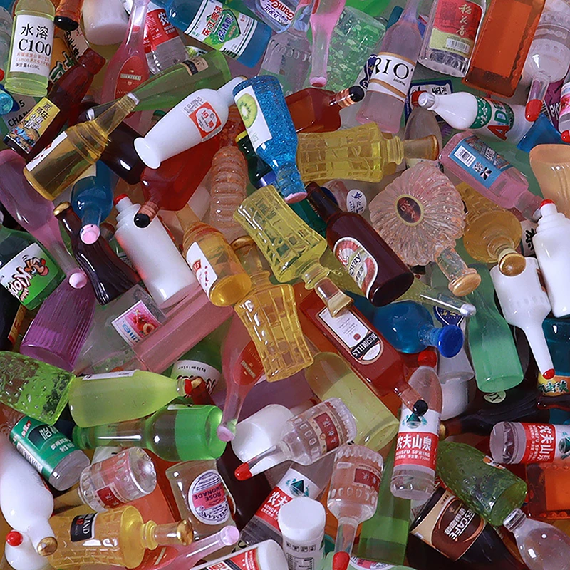 10 pièces maison de poupée Mini Simulation vin boissons bouteille maison de poupée cuisine décoration accessoires semblant jouer jouet pour enfants cadeaux