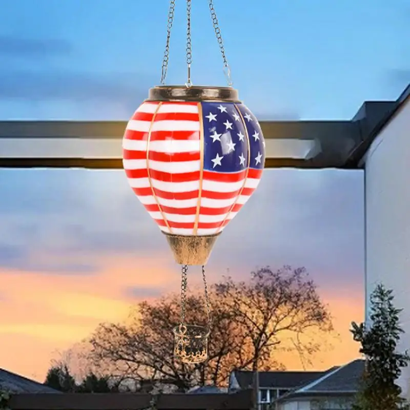 Hot Air Balloon Solar Lantern Flickering Flame Hot Air Balloon Solar Lantern with Candle Holder Hang Solar Lanterns Outdoor