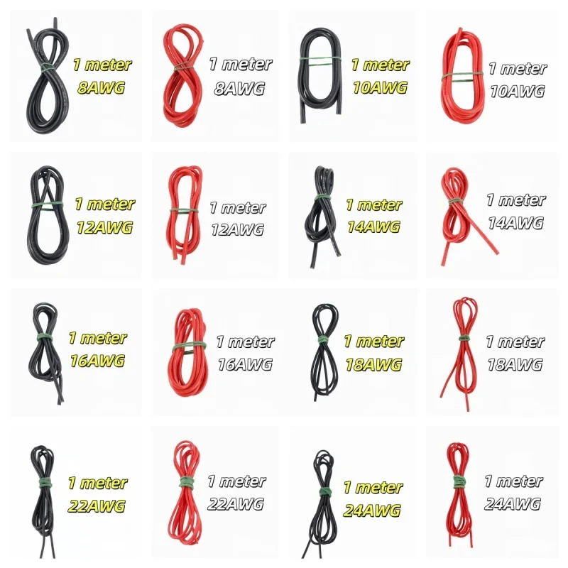 1 Meter/lot 8/10/12/14/16/18/22/24 AWG High Quality Wire Silicone