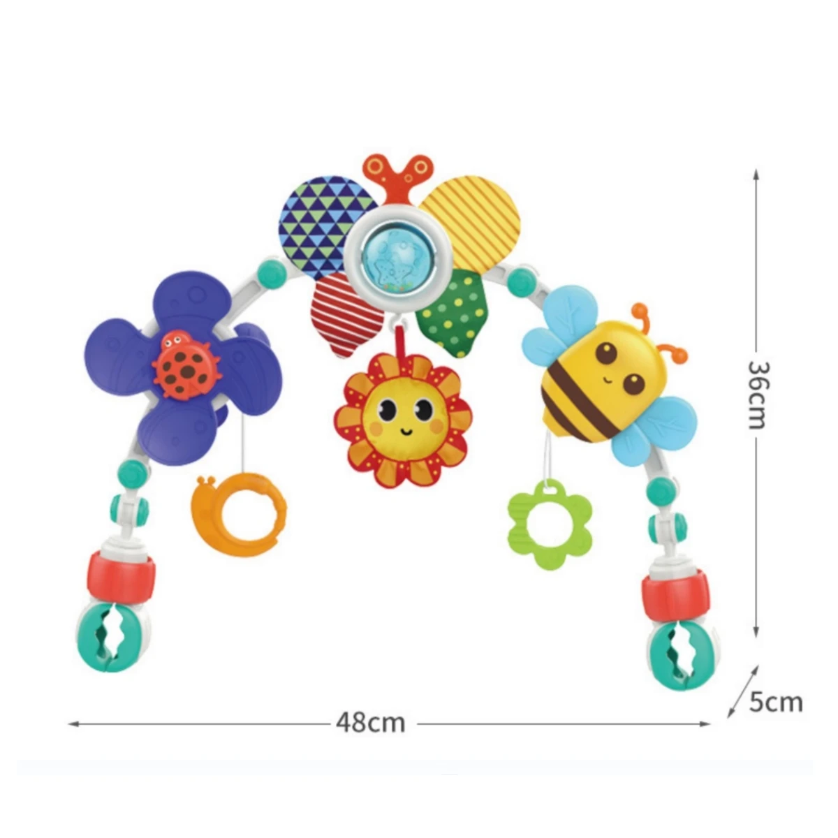 Dzwonek zawieszany klips do wózka dziecięcego Unisex wózek do zabawy w łuk tęczowy zawieszka na łóżko grzechotka dla dzieci zabawka Gfit dla niemowląt 0 12 miesięcy