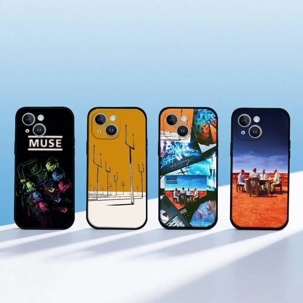 M-muse-Band Handyhülle für iPhone 1716 15 14 13 Pro Max 11 12 Mini X Xs XR Schwarze Silikonhülle