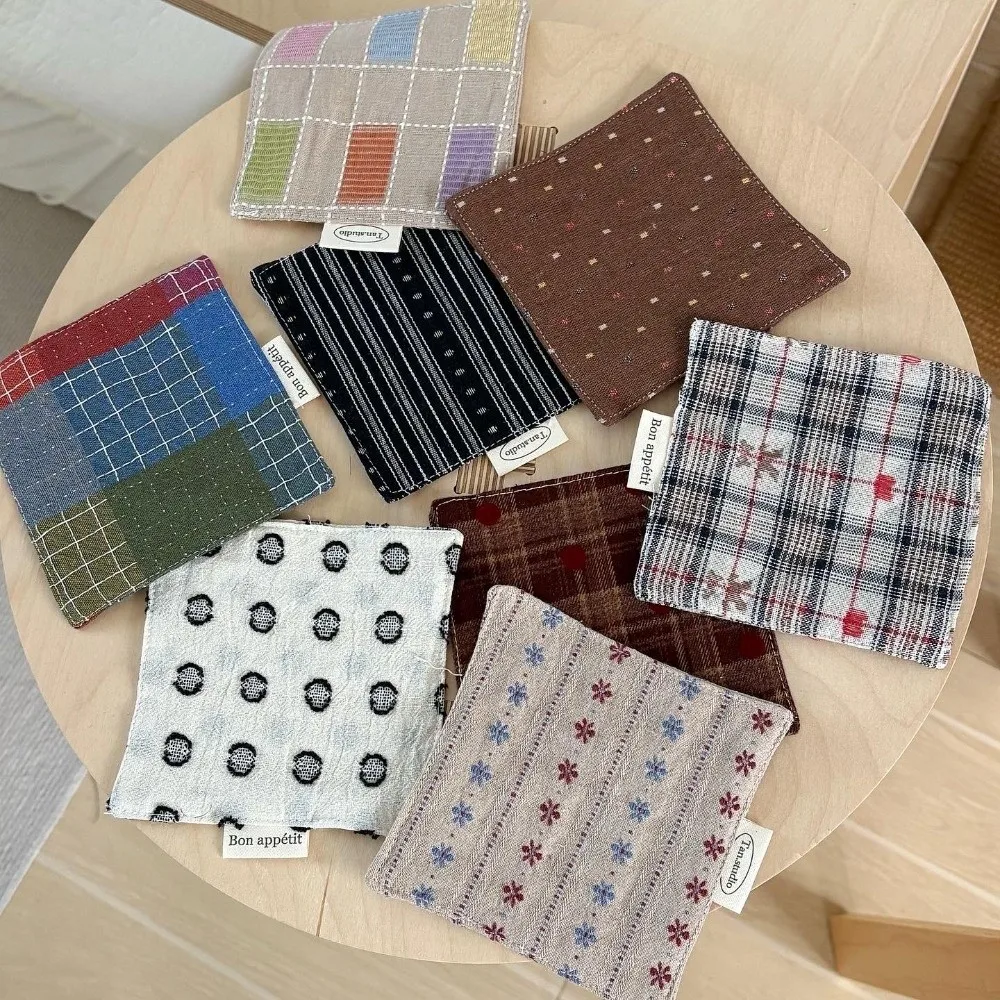 New Colored Water Cup Mat Decorative Quilted Fabric Coaster Cotton Insulating Table Mat Home Decor