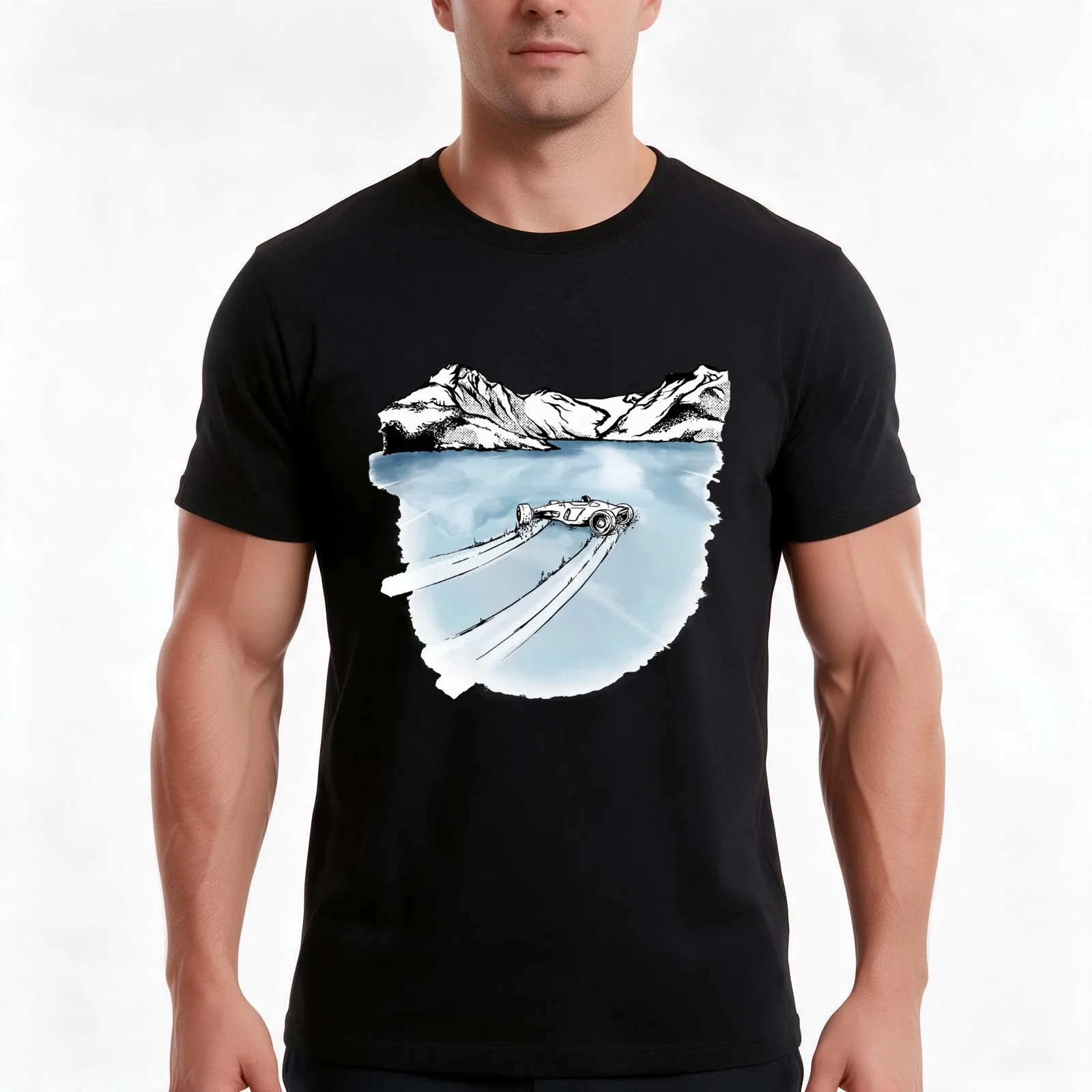 Trackmania - Arctic Lake Slide T-Shirt, Summer Casual Cotton Tee, Oversized Streetwear Tops, Vintage Graphic Print, 100% Cotton