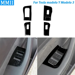 For Tesla Model Y 2020+ Model 3 2017-22 Piano Black Window Lift Control Panel Decorative Cover Car Interior Accessories Sticker