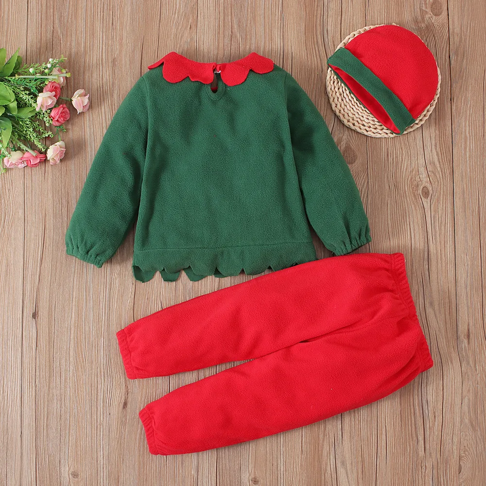 3Piece Winter Kids Clothes Boys Christmas Cartoon Cute Fleece Warm Tops+Pants+Hat Children's Sets Baby Boutique Clothing BC222