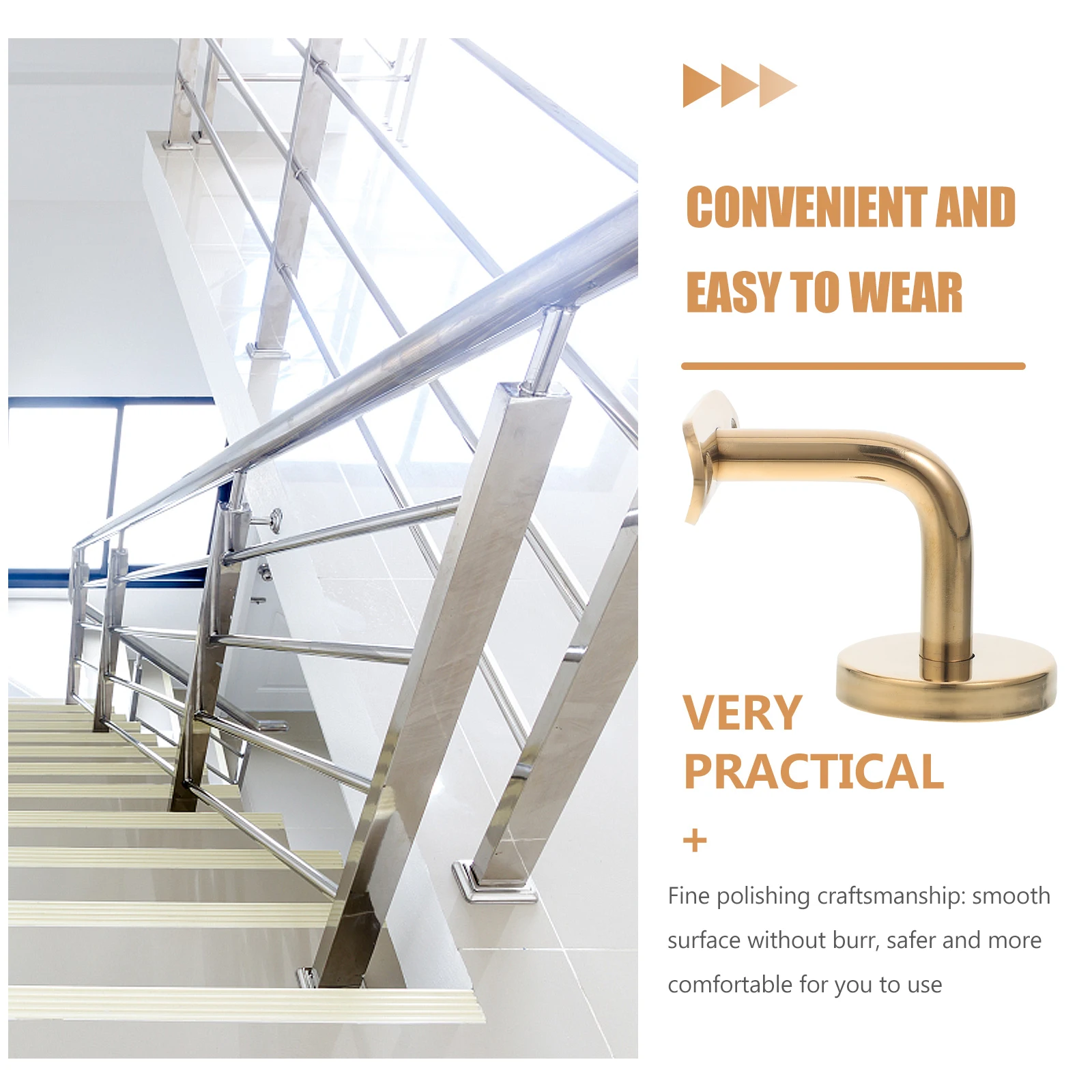 

Stainless Steel Brackets Wall Mount Heavy Duty Indoor Outdoor Stairs Easy Install Durable Support Heavy Load For Staircase