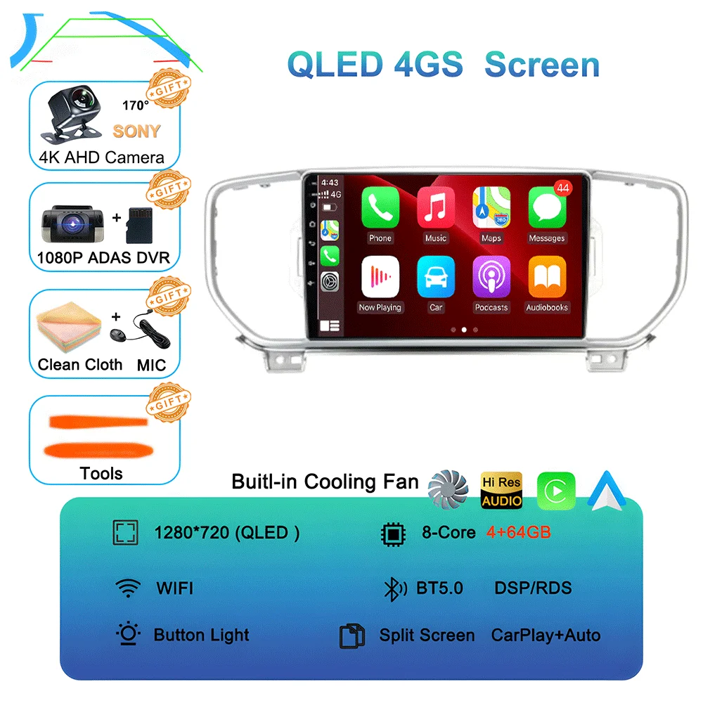 Android 16 autoradio multimediasysteem navigatie GPS 2 Din stereo DVD accessoires speakers voor KIA Sportage 4 KX5 2016 - 2018