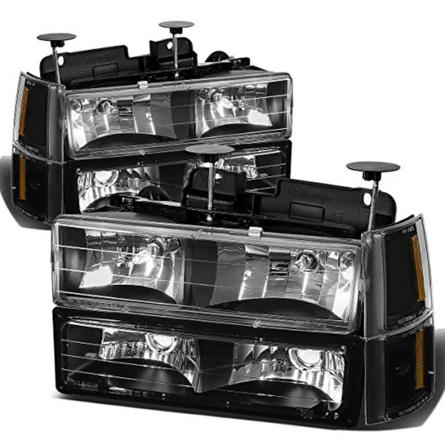

Black Amber Headlights for 94-99 Suburban C1500 K1500 C K 95-99 Yukon Compatible with HL-OH-8P-C10-3G-BK-AM Vehicle Lighting Up