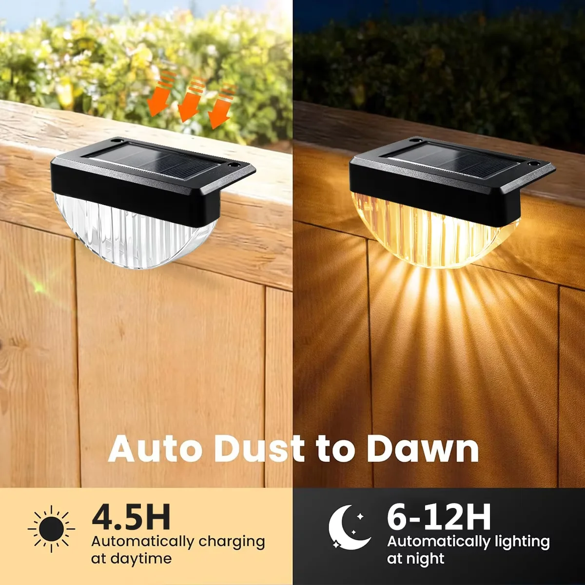 Solar Powered Step Deck Lights 8/16 Pack IP65 Waterproof Solar Fence Post Lights, Outdoor Solar Lighting for Stairs Garden Porch
